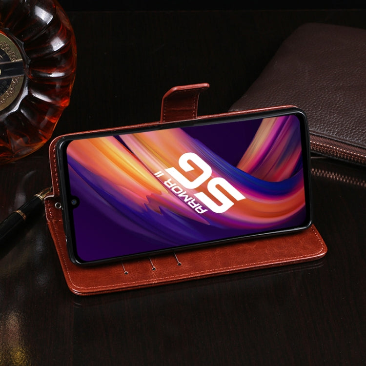For Ulefone Armor 11 5G idewei Crazy Horse Texture Horizontal Flip Leather Case with Holder & Card Slots & Wallet(Brown) - Ulefone Cases by idewei | Online Shopping UK | buy2fix