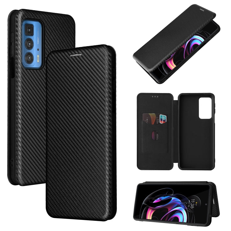 For Motorola Edge 20 Pro Carbon Fiber Texture Horizontal Flip TPU + PC + PU Leather Case with Card Slot(Black) by buy2fix