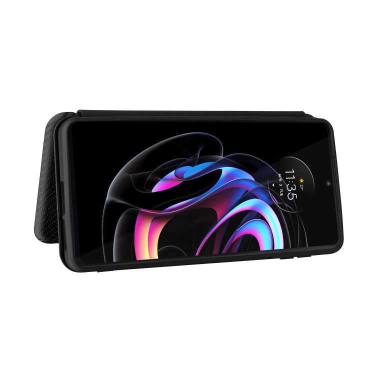 For Motorola Edge 20 Pro Carbon Fiber Texture Horizontal Flip TPU + PC + PU Leather Case with Card Slot(Black) by buy2fix