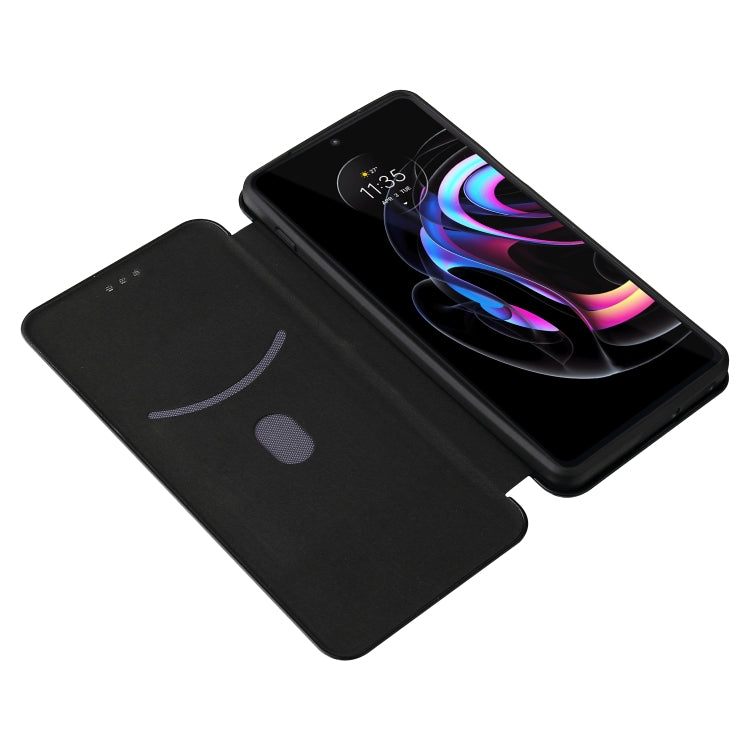 For Motorola Edge 20 Pro Carbon Fiber Texture Horizontal Flip TPU + PC + PU Leather Case with Card Slot(Black) by buy2fix