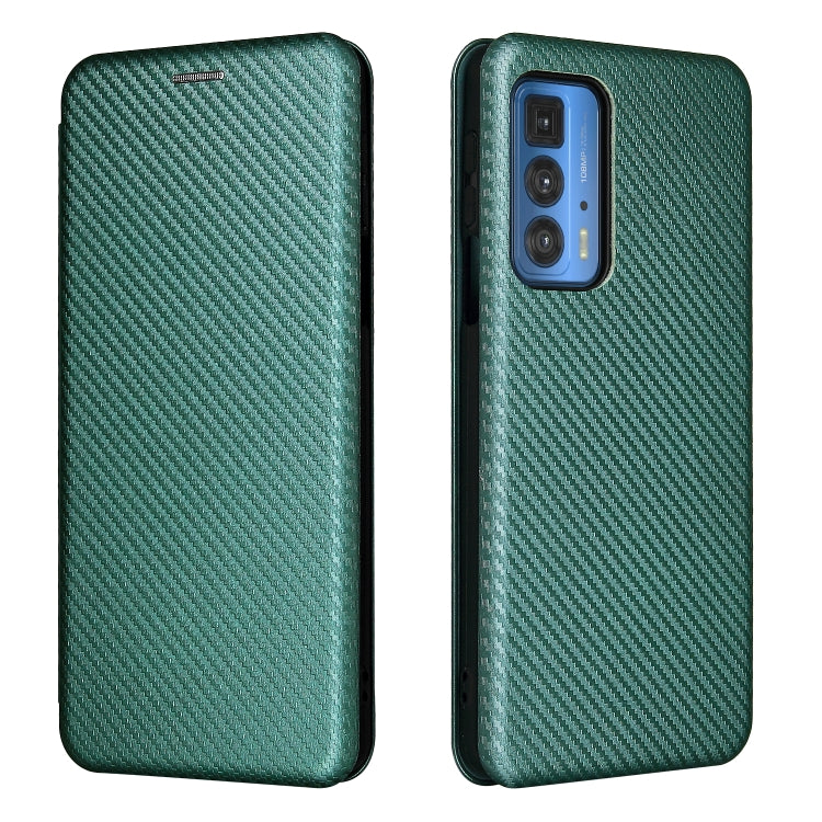 For Motorola Edge 20 Pro Carbon Fiber Texture Horizontal Flip TPU + PC + PU Leather Case with Card Slot(Green) by buy2fix