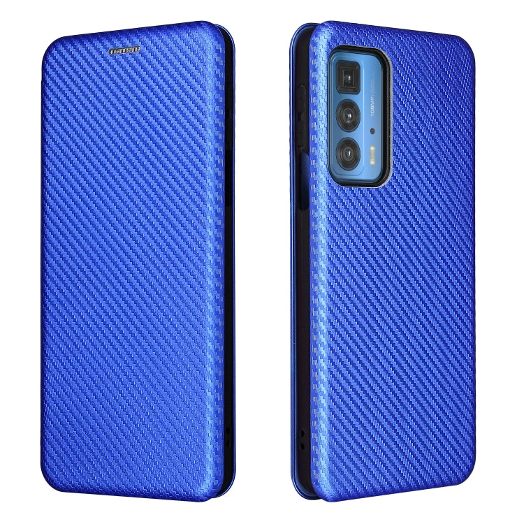 For Motorola Edge 20 Pro Carbon Fiber Texture Horizontal Flip TPU + PC + PU Leather Case with Card Slot(Blue) by buy2fix
