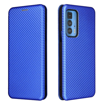 For Motorola Edge 20 Pro Carbon Fiber Texture Horizontal Flip TPU + PC + PU Leather Case with Card Slot(Blue) by buy2fix