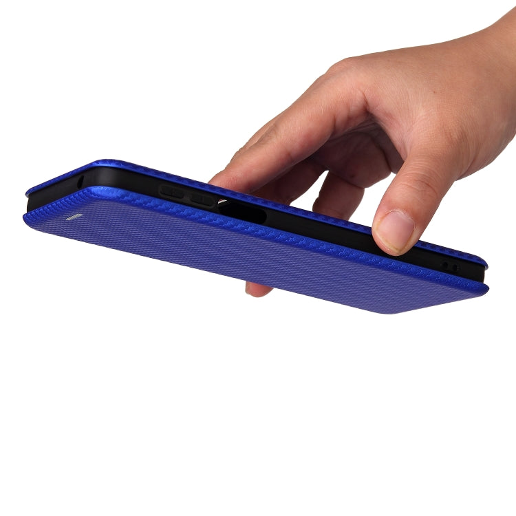 For Motorola Edge 20 Pro Carbon Fiber Texture Horizontal Flip TPU + PC + PU Leather Case with Card Slot(Blue) by buy2fix