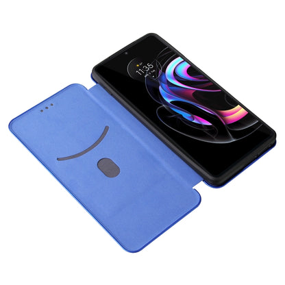 For Motorola Edge 20 Pro Carbon Fiber Texture Horizontal Flip TPU + PC + PU Leather Case with Card Slot(Blue) by buy2fix