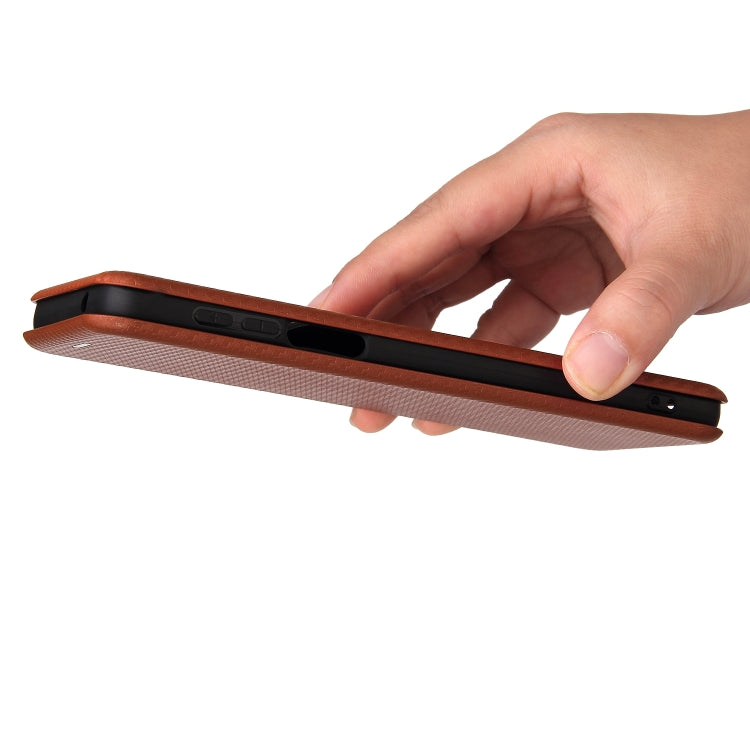 For Motorola Edge 20 Pro Carbon Fiber Texture Horizontal Flip TPU + PC + PU Leather Case with Card Slot(Brown) by buy2fix