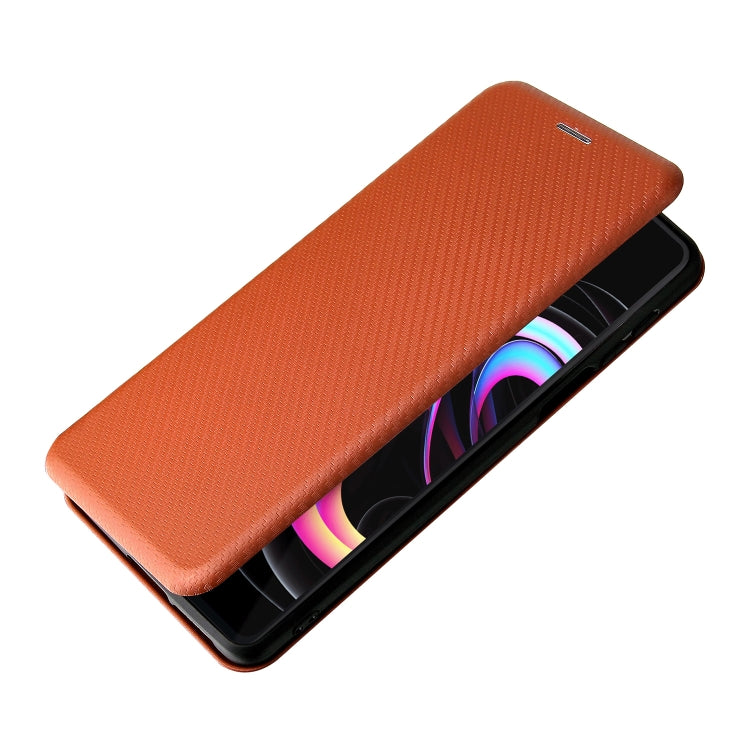 For Motorola Edge 20 Pro Carbon Fiber Texture Horizontal Flip TPU + PC + PU Leather Case with Card Slot(Brown) by buy2fix