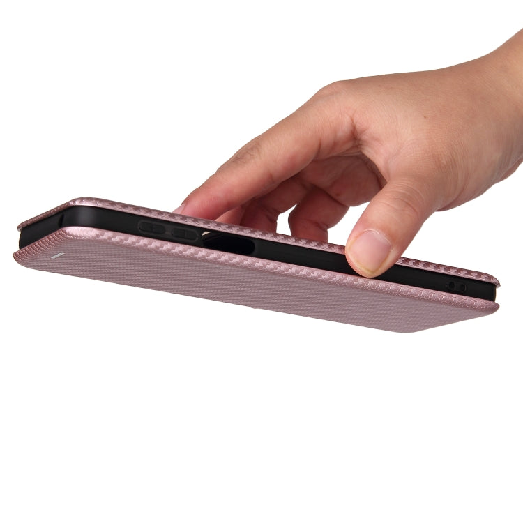 For Motorola Edge 20 Pro Carbon Fiber Texture Horizontal Flip TPU + PC + PU Leather Case with Card Slot(Pink) by buy2fix
