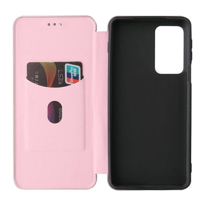 For Motorola Edge 20 Pro Carbon Fiber Texture Horizontal Flip TPU + PC + PU Leather Case with Card Slot(Pink) by buy2fix