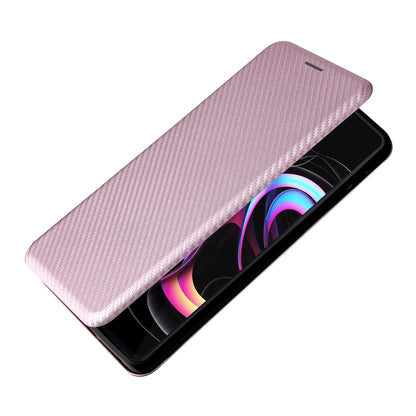 For Motorola Edge 20 Pro Carbon Fiber Texture Horizontal Flip TPU + PC + PU Leather Case with Card Slot(Pink) by buy2fix