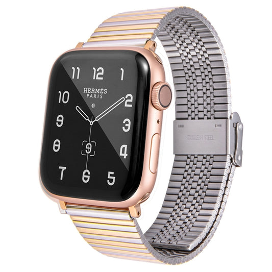 Multi-baht Steel Watch Band For Apple Watch Ultra 49mm&Watch Ultra 2 49mm / Series 9&8&7 45mm / SE 3&SE 2&6&SE&5&4 44mm / 3&2&1 42mm(Steel Between Gold) by buy2fix