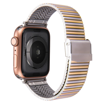 Multi-baht Steel Watch Band For Apple Watch Series 9&8&7 41mm / SE 3&SE 2&6&SE&5&4 40mm / 3&2&1 38mm(Steel Between Gold) by buy2fix