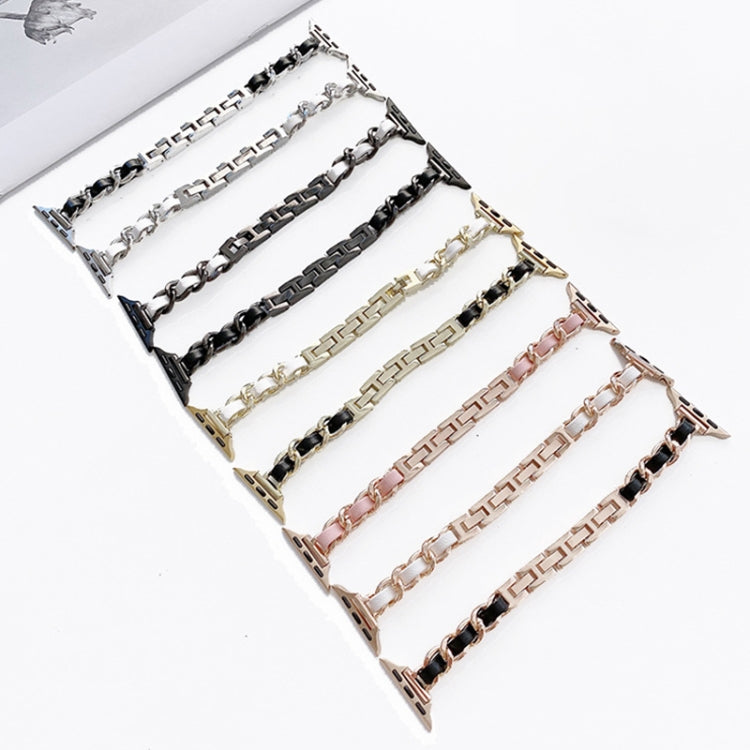 Single Row Metal Watch Band For Apple Watch Series 9&8&7 41mm / SE 3&SE 2&6&SE&5&4 40mm / 3&2&1 38mm(Rose Gold Pink) by buy2fix