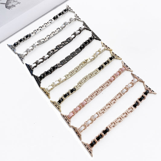 Single Row Metal Watch Band For Apple Watch Series 9&8&7 41mm / SE 3&SE 2&6&SE&5&4 40mm / 3&2&1 38mm(Rose Gold Pink) by buy2fix