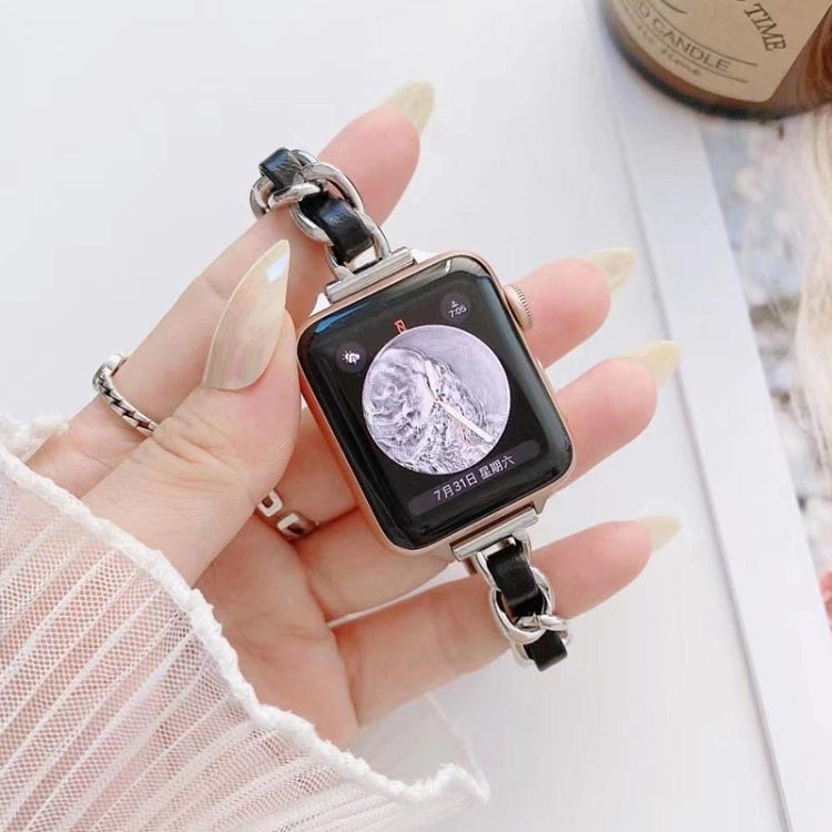 Single Row Metal Watch Band For Apple Watch Series 9&8&7 41mm / SE 3&SE 2&6&SE&5&4 40mm / 3&2&1 38mm(Rose Gold Pink) by buy2fix