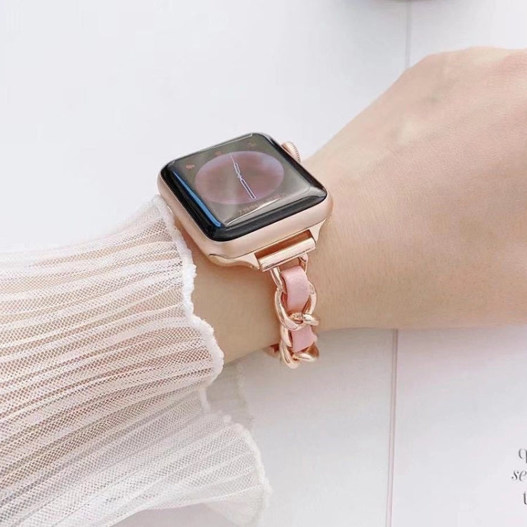 Single Row Metal Watch Band For Apple Watch Series 9&8&7 41mm / SE 3&SE 2&6&SE&5&4 40mm / 3&2&1 38mm(Rose Gold Pink) by buy2fix