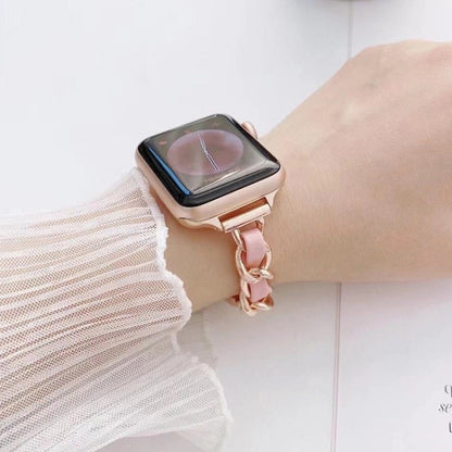 Single Row Metal Watch Band For Apple Watch Series 9&8&7 41mm / SE 3&SE 2&6&SE&5&4 40mm / 3&2&1 38mm(Rose Gold Pink) by buy2fix