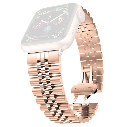 Women Five Beads Stainless Steel Watch Band Width: 20mm For Apple Watch Ultra 49mm&Watch Ultra 2 49mm / Series 9&8&7 45mm / SE 3&SE 2&6&SE&5&4 44mm / 3&2&1 42mm(Rose Gold) by buy2fix