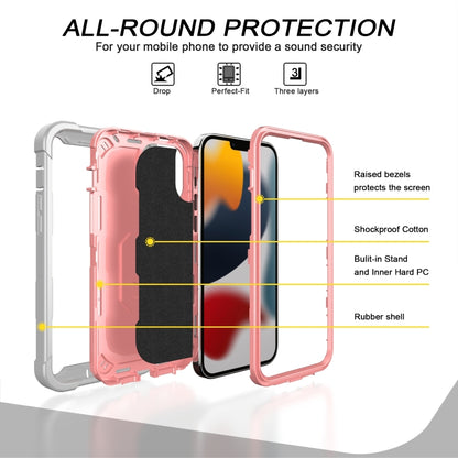 For iPhone 13 Pro Max PC + Rubber 3-layers Shockproof Protective Case with Rotating Holder (Grey White + Rose Gold) - iPhone 13 Pro Max Cases by buy2fix | Online Shopping UK | buy2fix