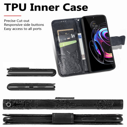 Butterfly Love Flowers Embossed Horizontal Flip Leather Case with Holder & Card Slots & Wallet & Lanyard For Motorola Edge 20 Pro(Black) by buy2fix
