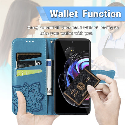 Butterfly Love Flowers Embossed Horizontal Flip Leather Case with Holder & Card Slots & Wallet & Lanyard For Motorola Edge 20 Pro(Blue) by buy2fix