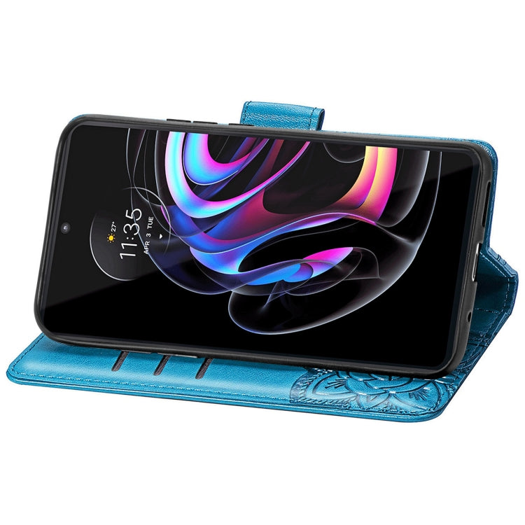 Butterfly Love Flowers Embossed Horizontal Flip Leather Case with Holder & Card Slots & Wallet & Lanyard For Motorola Edge 20 Pro(Blue) by buy2fix