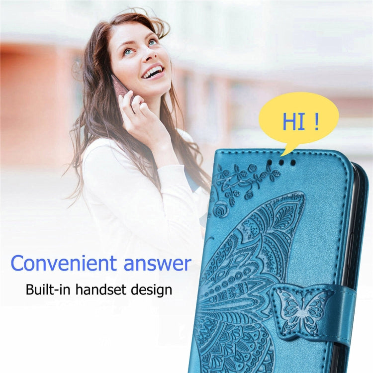 Butterfly Love Flowers Embossed Horizontal Flip Leather Case with Holder & Card Slots & Wallet & Lanyard For Motorola Edge 20 Pro(Blue) by buy2fix
