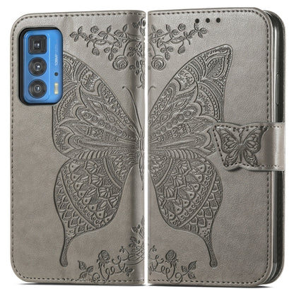 Butterfly Love Flowers Embossed Horizontal Flip Leather Case with Holder & Card Slots & Wallet & Lanyard For Motorola Edge 20 Pro(Gray) by buy2fix