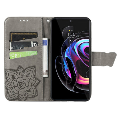 Butterfly Love Flowers Embossed Horizontal Flip Leather Case with Holder & Card Slots & Wallet & Lanyard For Motorola Edge 20 Pro(Gray) by buy2fix