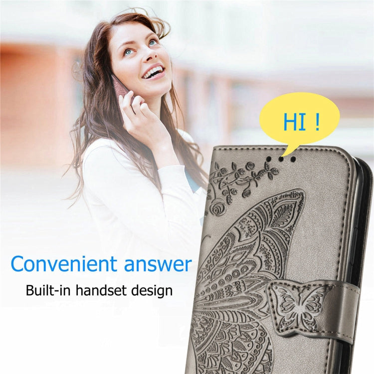 Butterfly Love Flowers Embossed Horizontal Flip Leather Case with Holder & Card Slots & Wallet & Lanyard For Motorola Edge 20 Pro(Gray) by buy2fix