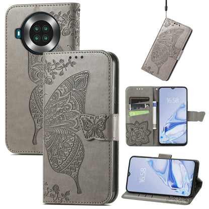 Butterfly Love Flowers Embossed Horizontal Flip Leather Case with Holder & Card Slots & Wallet & Lanyard For CUBOT Note 20(Gray) by buy2fix