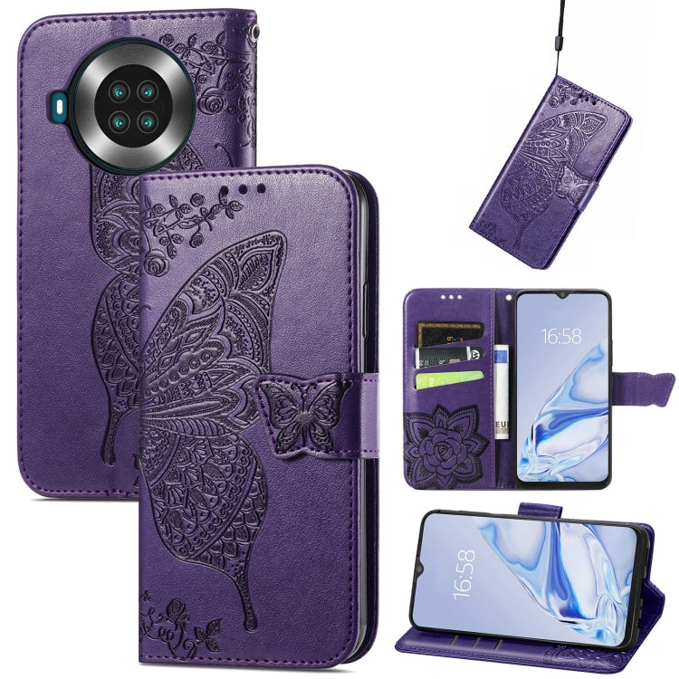Butterfly Love Flowers Embossed Horizontal Flip Leather Case with Holder & Card Slots & Wallet & Lanyard For CUBOT Note 20(Dark Purple) by buy2fix