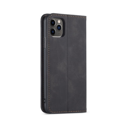 For iPhone 13 Pro Skin-feel Calfskin Texture Magnetic Dual-Fold Horizontal Flip Leather Case with Holder & Card Slots & Wallet (Black) - iPhone 13 Pro Cases by buy2fix | Online Shopping UK | buy2fix