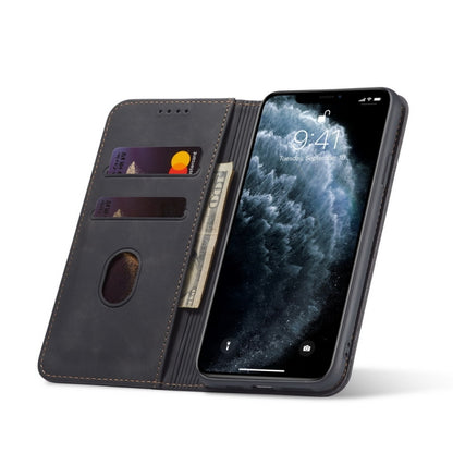 For iPhone 13 Pro Skin-feel Calfskin Texture Magnetic Dual-Fold Horizontal Flip Leather Case with Holder & Card Slots & Wallet (Black) - iPhone 13 Pro Cases by buy2fix | Online Shopping UK | buy2fix