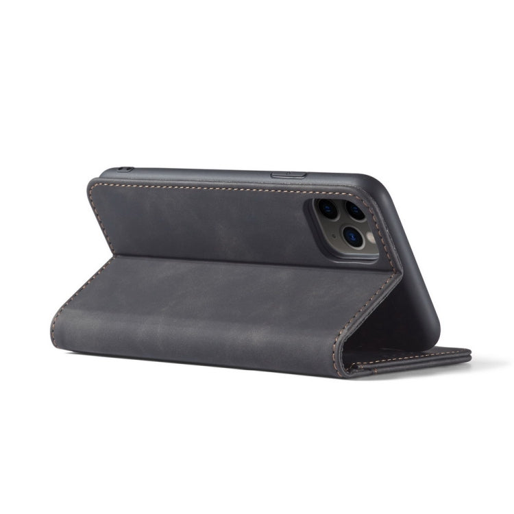 For iPhone 13 Pro Skin-feel Calfskin Texture Magnetic Dual-Fold Horizontal Flip Leather Case with Holder & Card Slots & Wallet (Black) - iPhone 13 Pro Cases by buy2fix | Online Shopping UK | buy2fix