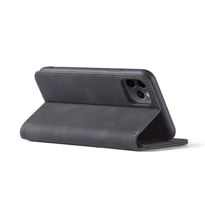 For iPhone 13 Pro Skin-feel Calfskin Texture Magnetic Dual-Fold Horizontal Flip Leather Case with Holder & Card Slots & Wallet (Black) - iPhone 13 Pro Cases by buy2fix | Online Shopping UK | buy2fix