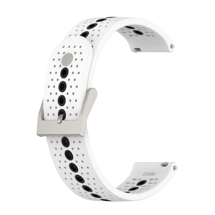 22mm Universal Colorful Hole Silicone Watch Band(White Black) by buy2fix