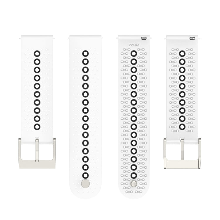 22mm Universal Colorful Hole Silicone Watch Band(White Black) by buy2fix