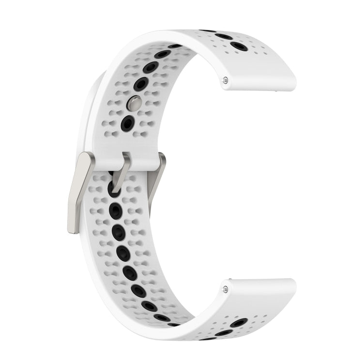22mm Universal Colorful Hole Silicone Watch Band(White Black) by buy2fix