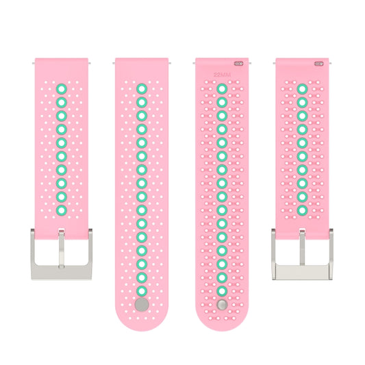 22mm Universal Colorful Hole Silicone Watch Band(Pink Mint Green) by buy2fix