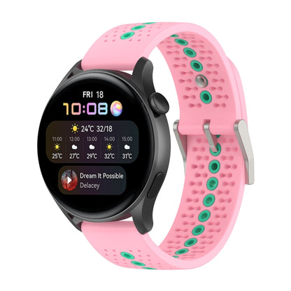 22mm Universal Colorful Hole Silicone Watch Band(Pink Mint Green) by buy2fix