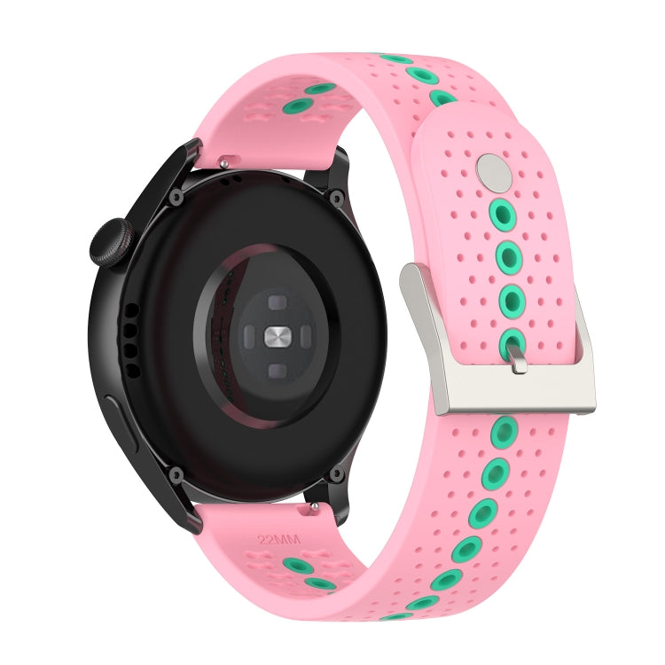 22mm Universal Colorful Hole Silicone Watch Band(Pink Mint Green) by buy2fix