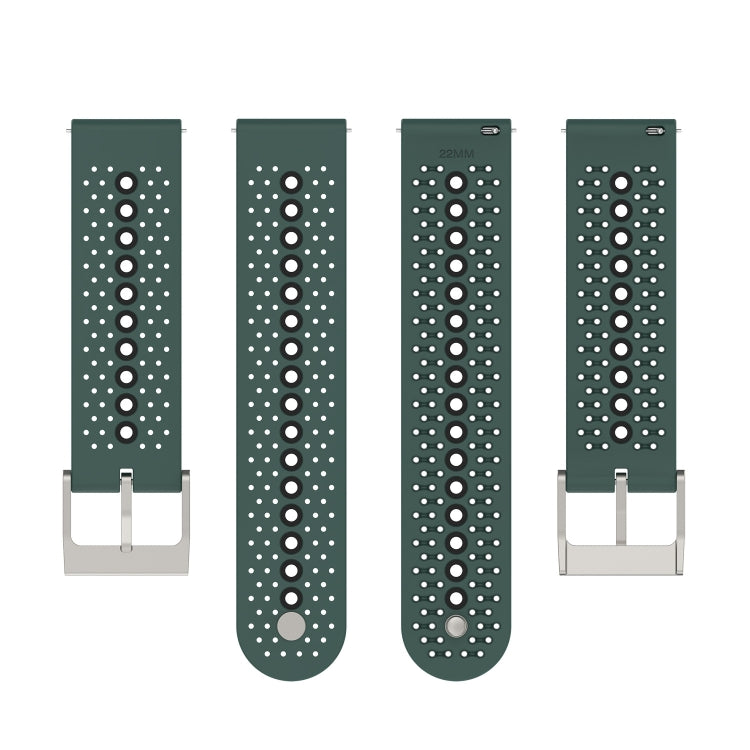 22mm Universal Colorful Hole Silicone Watch Band(Olive Green Black) by buy2fix