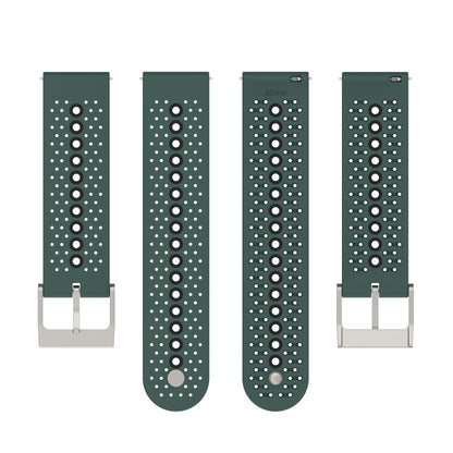 22mm Universal Colorful Hole Silicone Watch Band(Olive Green Black) by buy2fix