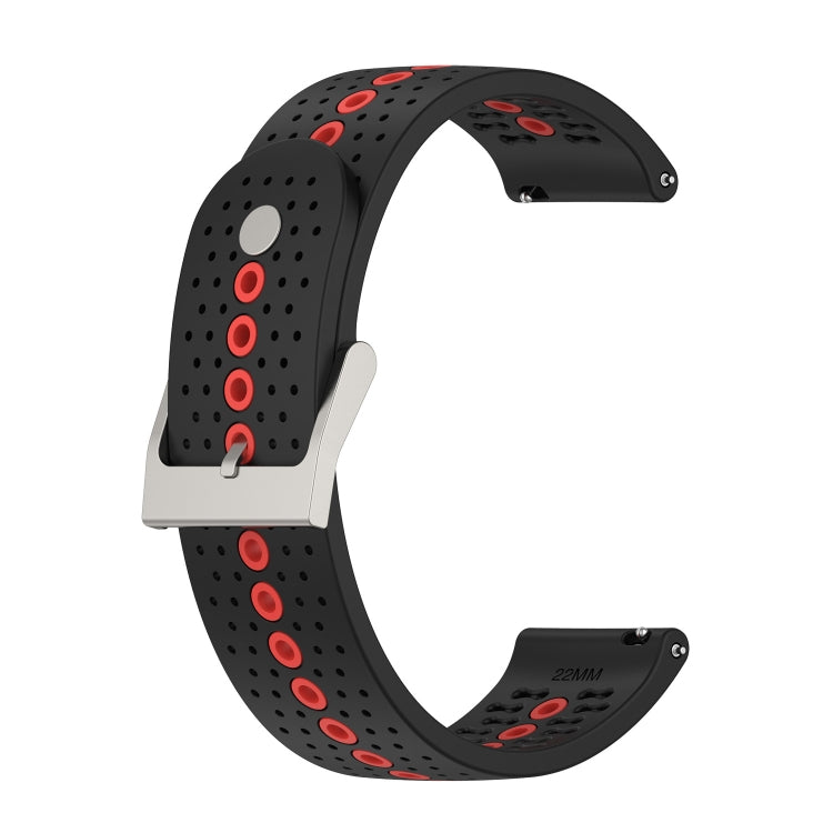 22mm Universal Colorful Hole Silicone Watch Band(Black Orange) by buy2fix