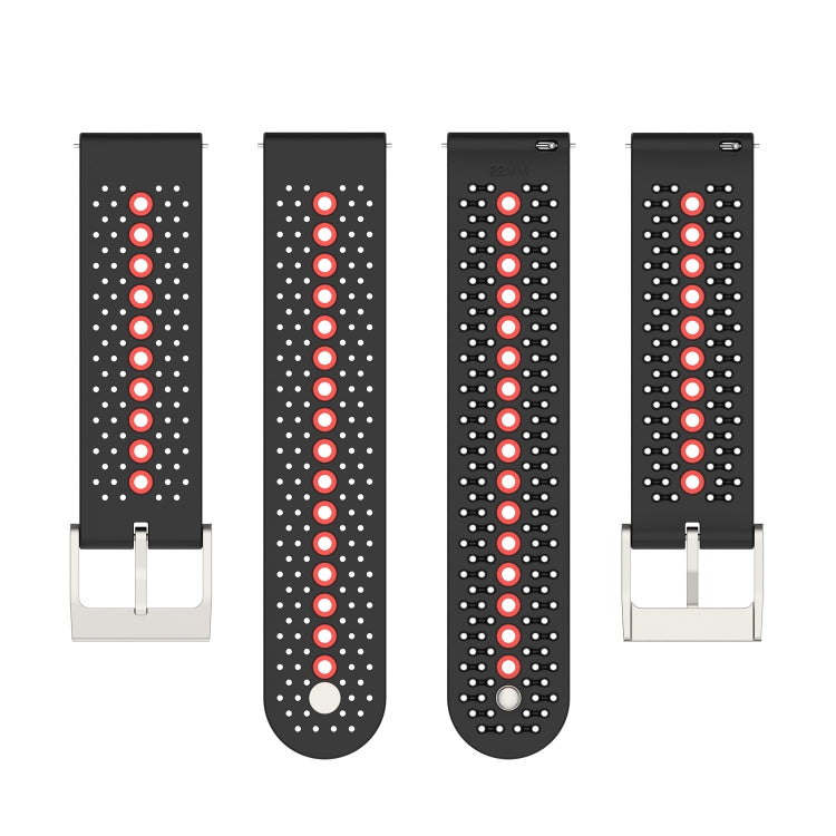 22mm Universal Colorful Hole Silicone Watch Band(Black Orange) by buy2fix