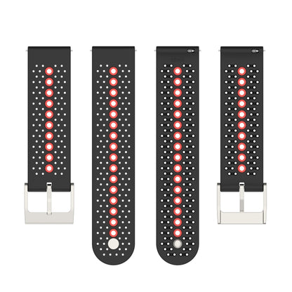 22mm Universal Colorful Hole Silicone Watch Band(Black Orange) by buy2fix