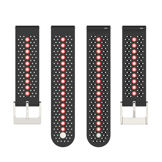 22mm Universal Colorful Hole Silicone Watch Band(Black Orange) by buy2fix