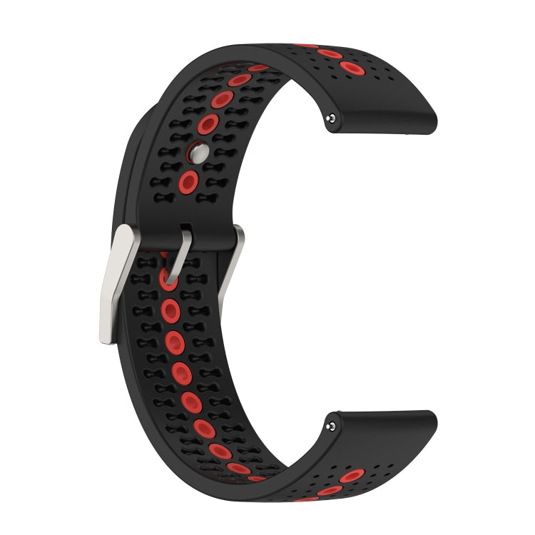 22mm Universal Colorful Hole Silicone Watch Band(Black Orange) by buy2fix