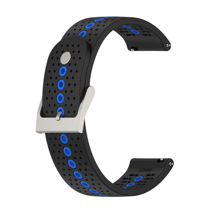 22mm Universal Colorful Hole Silicone Watch Band(Black Blue) by buy2fix